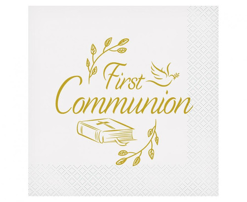 White & Gold First Communion Napkins