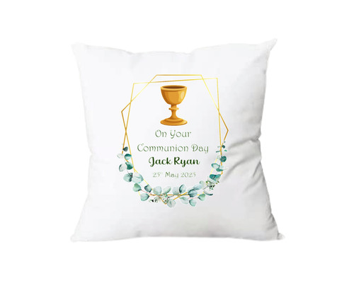 Personalised Gold Leaf Communion Cushion