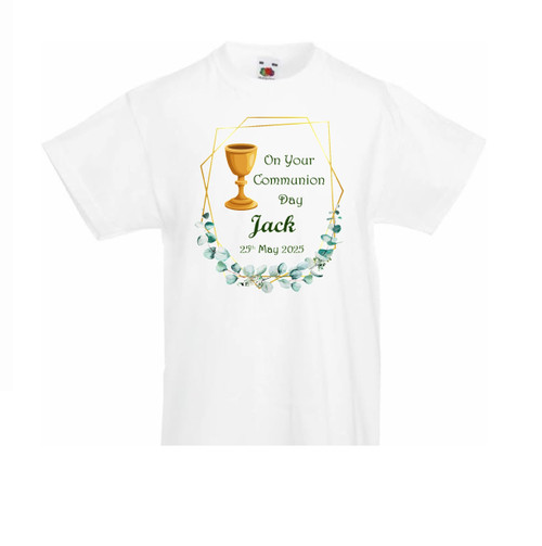 Personalised Gold Leaf Communion T-shirt