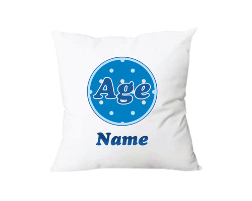 Personalised Blue Dots Age Cushion