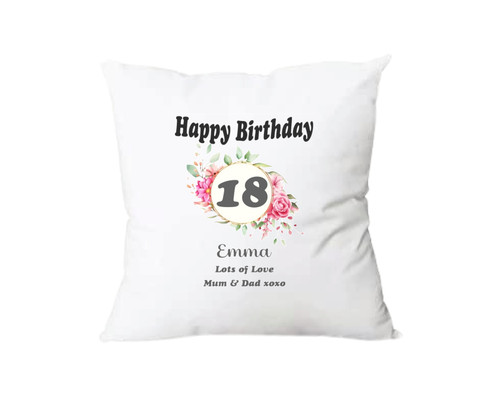 Personalised Floral Age 18 Cushion