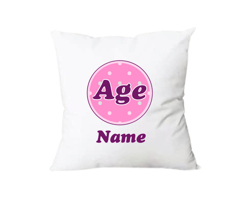 Personalised Pink Dots Age Cushion
