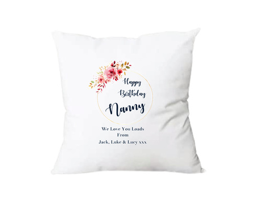 Personalised Floral Happy Birthday Mam Cushion