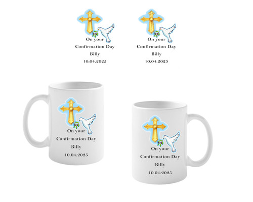 Personalised Blue Cross Confirmation Mug