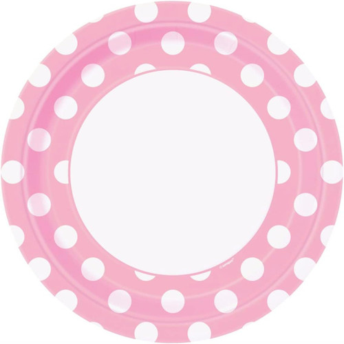Baby Pink Polka Dot Party Plates (8 Pack)