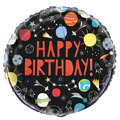 Happy Birthday Space Foil Balloon