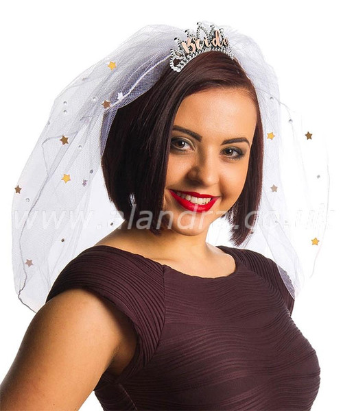 Hen Night Veil with Gold & Diamante Decoration