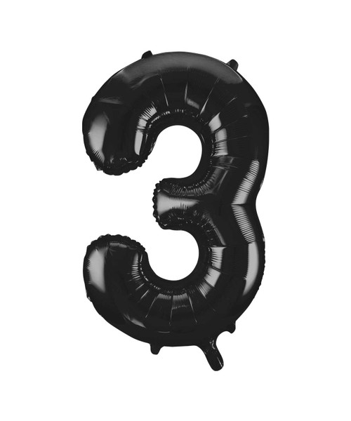 Black Number 3 Balloon