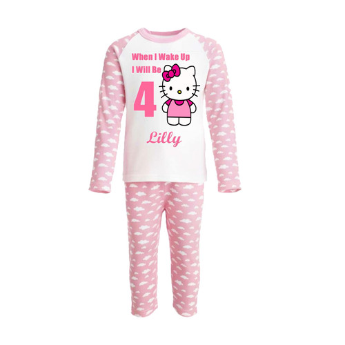 Personalised Pink Cloud Hello Kitty Pyjamas