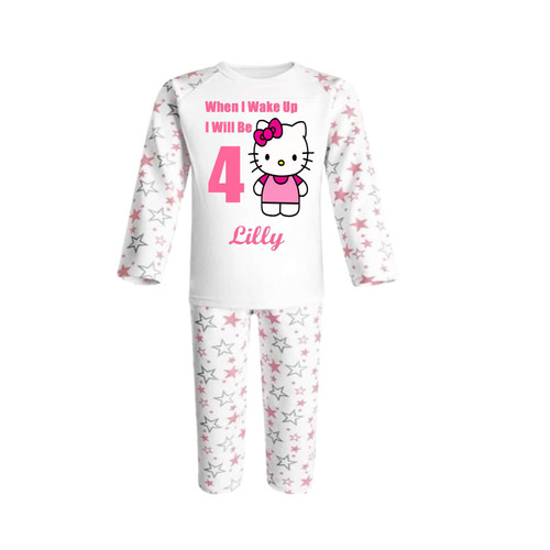 Personalised Hello Kitty Pink Star Pyjamas