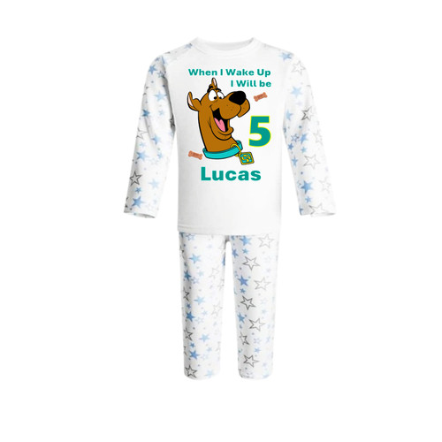 Personalised Blue Star Personalised Scooby Doo Pyjamas