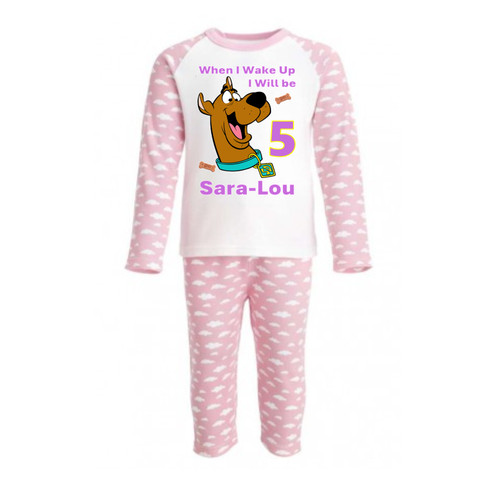 Personalised Pink Cloud Scooby Doo Pyjamas