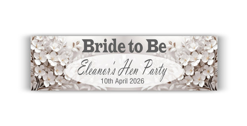 Personalised White Flower Hen Party Banner