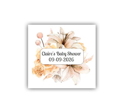 Personalised Floral Baby Shower Bottle Labels (6Pk)