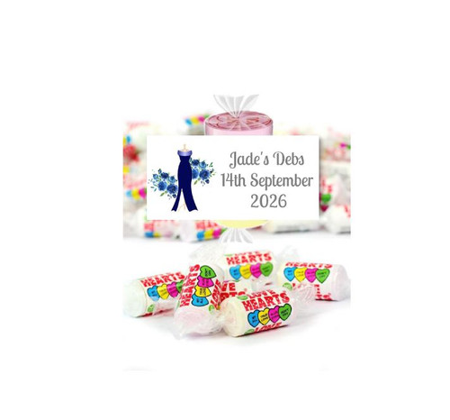 Personalised Blue Debs Loveheart Sweets