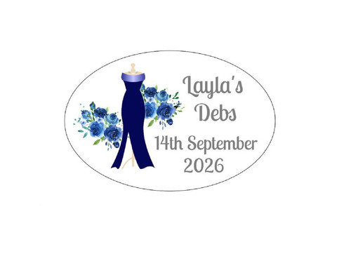 Personalised Blue Debs Oval Labels