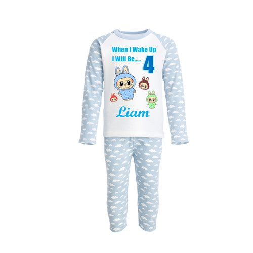 Personalised Blue Cloud Labubu Dolls Pyjamas