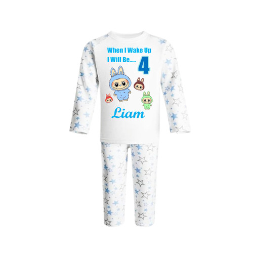 Personalised Blue Star Labubu Dolls Pyjamas