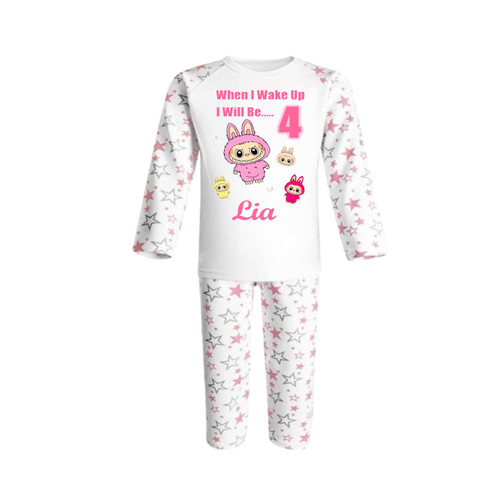 Personalised Pink Star Labubu Dolls Pyjamas