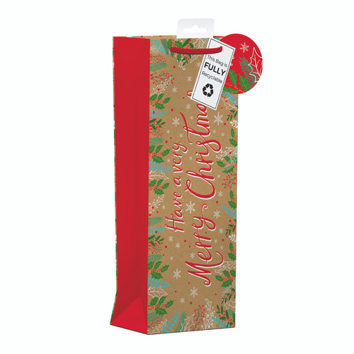 Merry Christmas Bottle Gift Bag
