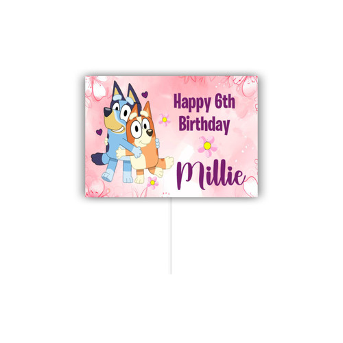 Personalised Bluey Pink Cake Topper