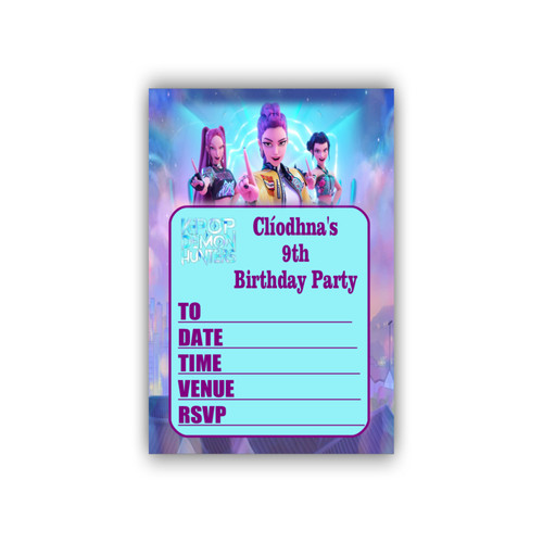 Personalised K-POP Hunter Party Invitations