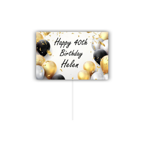 Personalised Black & Gold Age Cake Topper