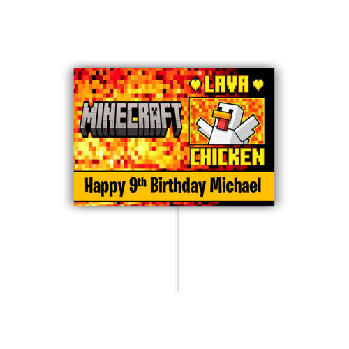 Personalised Minecraft Lava Chicken Cake Topper