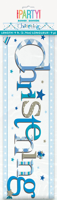 Blue Christening Bunting Banner