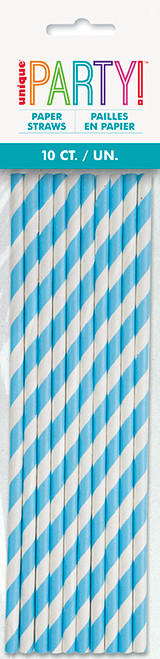 Baby Blue & White Striped Straws