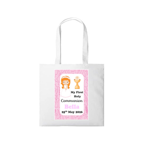 Personalised Red Hair Communion Girl Tote Bag