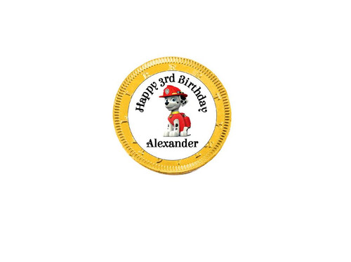 Personalised Paw Patrol Marshall Chocolate Coins
