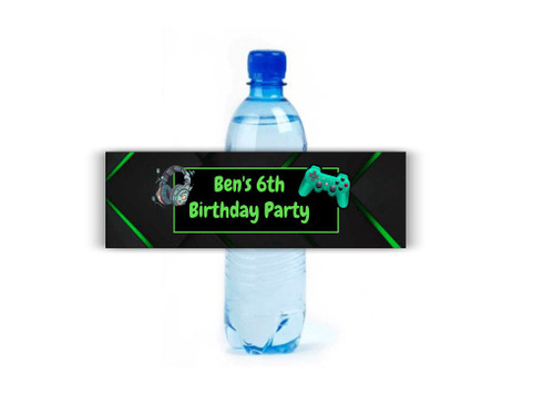 Personalised Green Gaming Bottle Labels