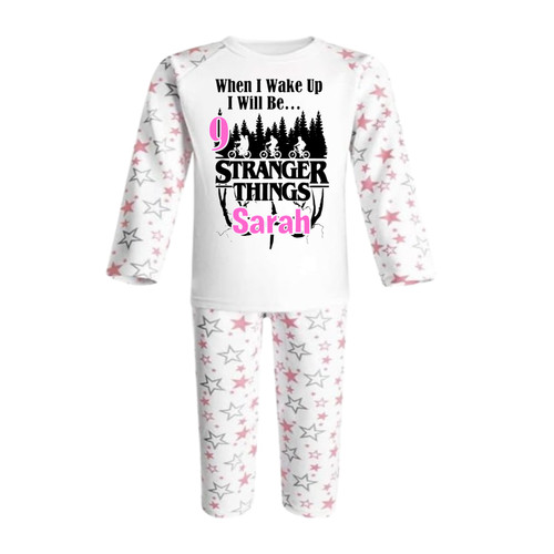 Personalised Pink Stars Stranger Things Pyjamas