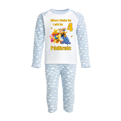 Personalised Blue Cloud Winnie The Pooh Pyjamas