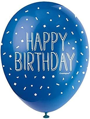 Happy Birthday Blue Latex Balloons (30cm) Pack of 5 - Celebration Balloons for Parties & Events, Blue