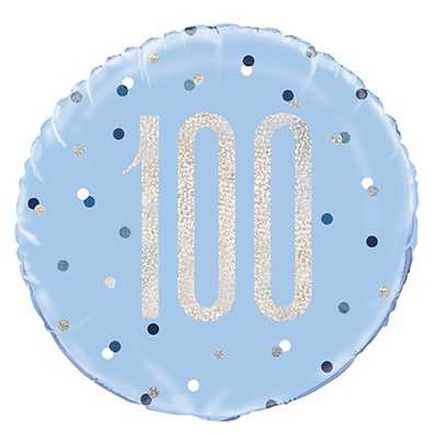Blue Dot Glitz 100th Balloon