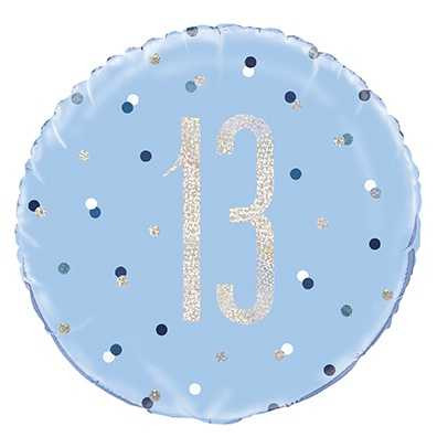 Blue Dot Glitz 13th Balloon