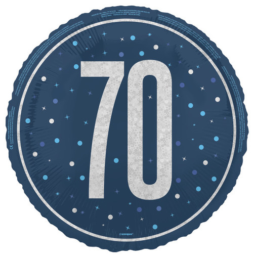 Blue Dot Glitz 70th Balloon