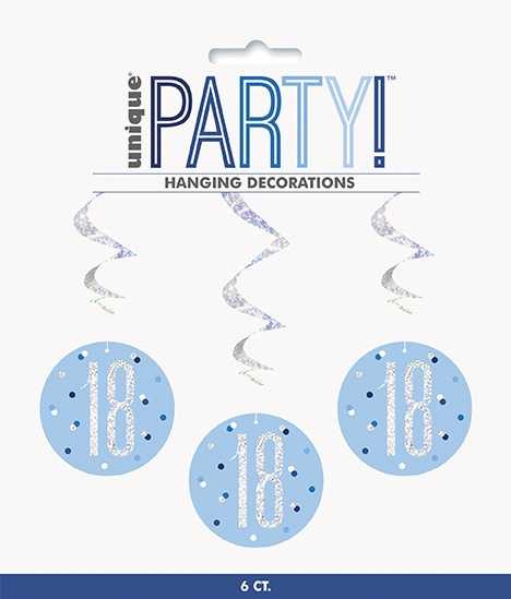 Blue Dots Glitz 18th Swirls