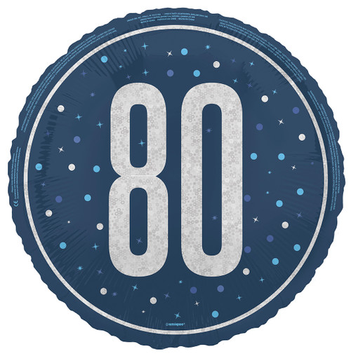 Blue Dots Glitz 80th Balloon