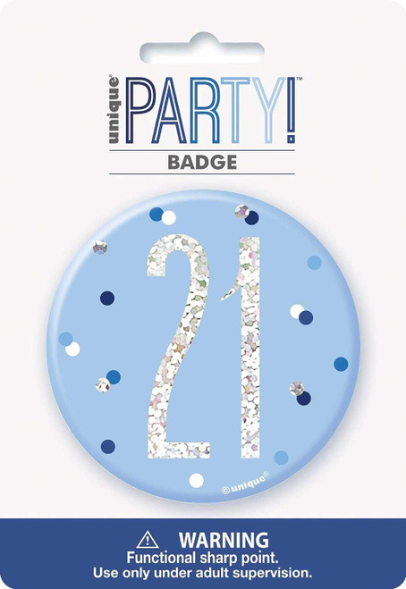 Blue Glitz 21st Badge