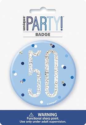 Blue Glitz 50th Badge