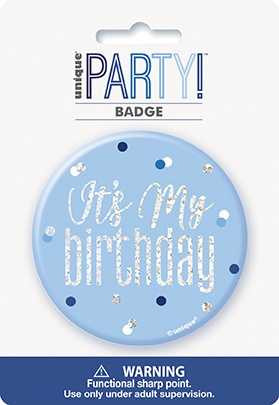 Blue Glitz Birthday Badge