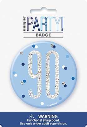 Blue Glitz 90th Badge