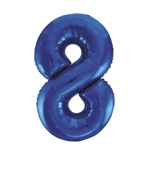 Blue Number 8 Foil Balloon - Size - 86cm