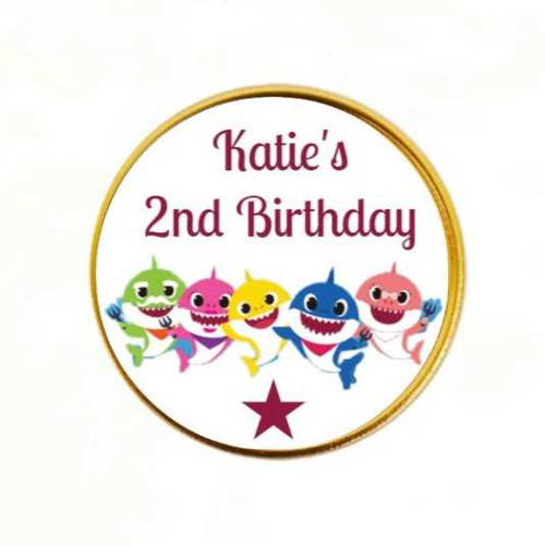 Personalised Baby Shark Choc Coins (15 Pack)