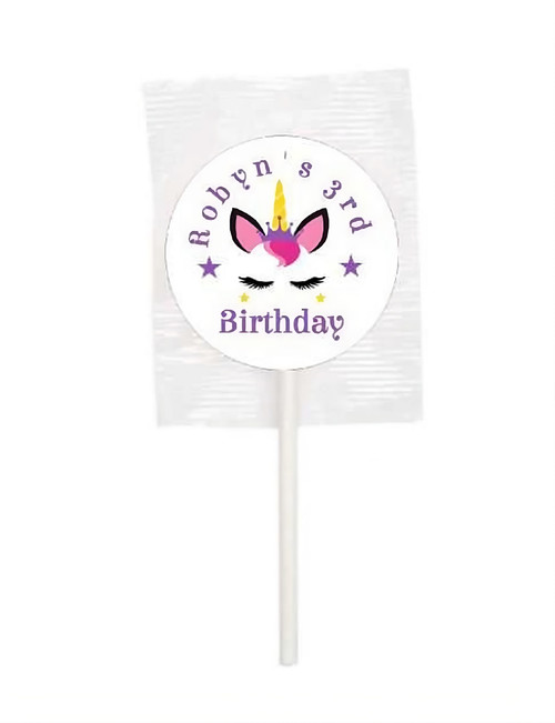 Personalised Birthday Unicorn Lollipop (15 Pack)