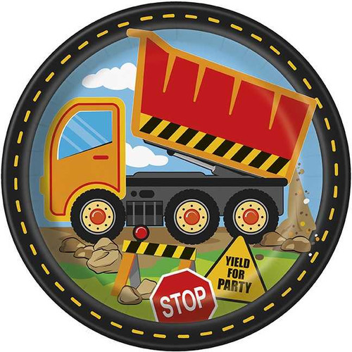 Construction Party Plates - Pack of 8 | Eco-Friendly Plates-23 cm-Construction Party-8 Count (Pack of 1), Paper, Multicolour