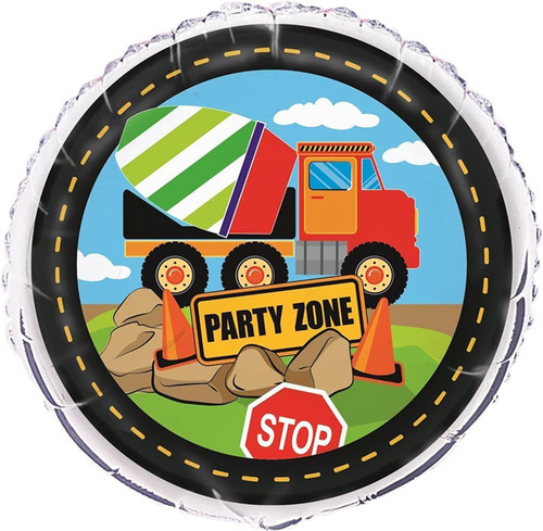 Multicolour Construction Party Round Foil Balloon (45cm) 1 Piece - Perfect for Celebrations, Parties, and Décor